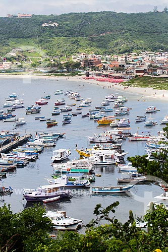  Subject: View of Anjos Beach (Angels Beach) with moored boats / Place: Arraial do Cabo city - Rio de Janeiro state (RJ) - Brazil / Date: 01/2014 