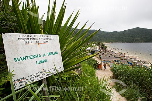  Subject: Plaque - trail to access Forno Beach (Oven Beach) / Place: Arraial do Cabo city - Rio de Janeiro state (RJ) - Brazil / Date: 01/2014 