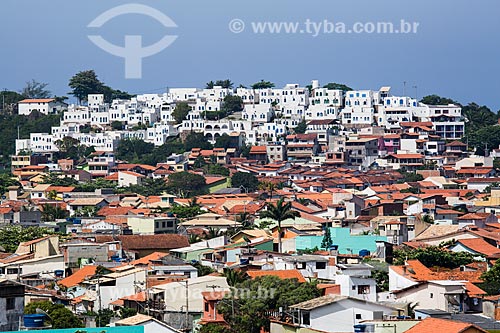  Subject: Houses in Arraial do Cabo city with the Casa Branca Condominium in the background / Place: Arraial do Cabo city - Rio de Janeiro state (RJ) - Brazil / Date: 01/2014 