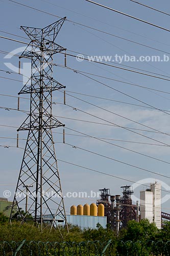  Subject: Tower of power transmission with Companhia Siderurgica do Atlantico (CSA) in the background / Place: Santa Cruz neighborhood - Rio de Janeiro city - Rio de Janeiro state (RJ) - Brazil / Date: 02/2014 