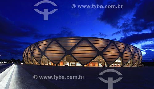  Subject: Illumination in facade of Arena Amazonia Vivaldo Lima (2014) / Place: Manaus city - Amazonas state (AM) - Brazil / Date: 03/2014 