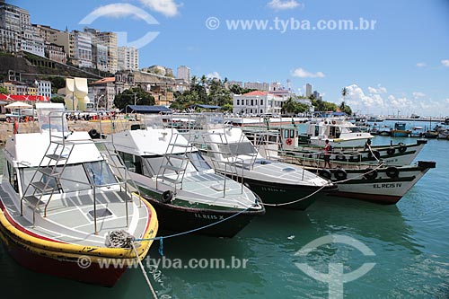  Subject: Boats in the Nautical Center of Bahia with High City in the background / Place: Salvador city - Bahia state (BA) - Brazil / Date: 02/2014 