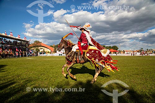  Subject: Cavalhada - staging of duel between Moors and Christians - horseman representing the Moors / Place: Jaragua city - Goias state (GO) - Brazil / Date: 05/2013 