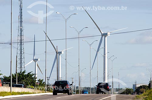  Subject: Wind turbines on the banks of Highway BR-101 / Place: Paraíba state (PB) - Brazil / Date: 07/2012 