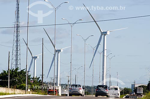  Subject: Wind turbines on the banks of Highway BR-101 / Place: Paraíba state (PB) - Brazil / Date: 07/2012 