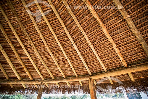  Subject: Straw roof of hut of Center for Intercultural Education of Federal University of Goias / Place: Goiania city - Goias state (GO) - Brazil / Date: 05/2014 