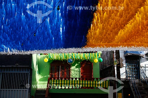  Subject: Street adorned with the colors of Brazil for the World Cup / Place: Praca 14 de Janeiro neighborhood - Manaus city - Amazonas state (AM) - Brazil / Date: 06/2014 