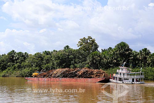  Subject: Ferry carrying wood / Place: Breves city - Para state (PA) - Brazil / Date: 03/2014 