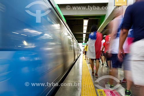  Subject: Soccer fans of Chile in Rio Subway - Maracana Subway Station - going to the match between Spain x Chile / Place: City center neighborhood - Rio de Janeiro city - Rio de Janeiro state (RJ) - Brazil / Date: 06/2014 