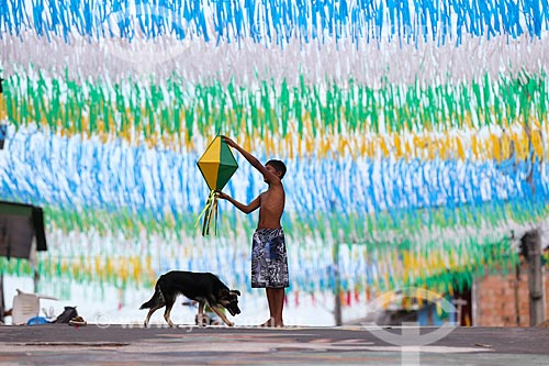  Subject: Natal Street adorned with the colors of Brazil for the World Cup / Place: Compensa neighborhood - Manaus city - Amazonas state (AM) - Brazil / Date: 06/2014 