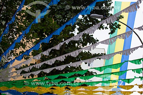  Subject: Correa Dutra Street adorned with the colors of Brazil for the World Cup / Place: Catete neighborhood - Rio de Janeiro city - Rio de Janeiro state (RJ) - Brazil / Date: 06/2014 