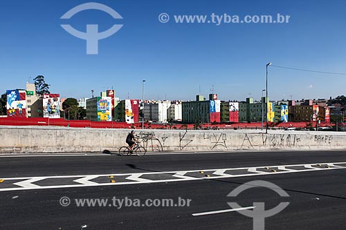  Subject: Decorated buildings near to Corinthians Arena / Place: Itaquera neighborhood - Sao Paulo city - Sao Paulo state (SP) - Brazil / Date: 06/2014 
