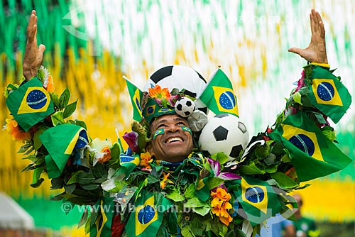  Fantasized man of nature - Alzirao (Alzira Brandao Street) during the match between Cameroon x Brazil by World Cup of Brazil  - Rio de Janeiro city - Brazil