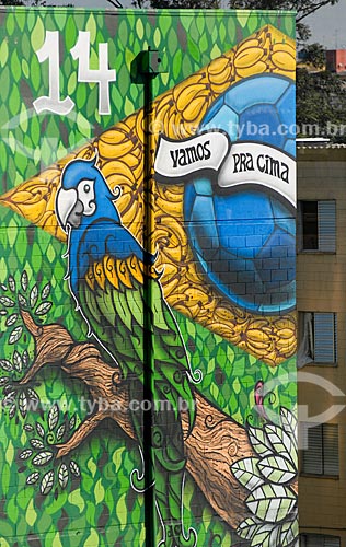  Subject: Decorated building near to Corinthians Arena during World Cup of Brazil / Place: Itaquera neighborhood - Sao Paulo city - Sao Paulo state (SP) - Brazil / Date: 06/2014 