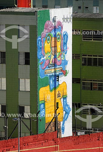  Subject: Decorated building near to Corinthians Arena during World Cup of Brazil / Place: Itaquera neighborhood - Sao Paulo city - Sao Paulo state (SP) - Brazil / Date: 06/2014 
