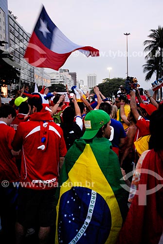  Subject: Supporters of Chile during the match between Brazil x Mexico - near to Copacabana Palace Hotel / Place: Copacabana neighborhood - Rio de Janeiro city - Rio de Janeiro state (RJ) - Brazil / Date: 06/2014 