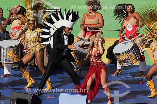  Subject: Apresentation of Carlinhos Brown e Shakira - closing ceremony of World Cup of Brazil before the match between Germany x Argentina / Place: Maracana neighborhood - Rio de Janeiro city - Rio de Janeiro state (RJ) - Brazil / Date: 07/2014 