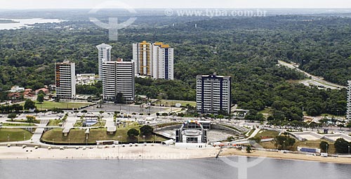  Subject: Aerial photo of amphitheater of Ponta Negra Beach with buildings in the background / Place: Manaus city - Amazonas state (AM) - Brazil / Date: 06/2014 