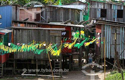  Subject: Decorated houses during World Cup of Brazil / Place: Manaus city - Amazonas state (AM) - Brazil / Date: 06/2014 