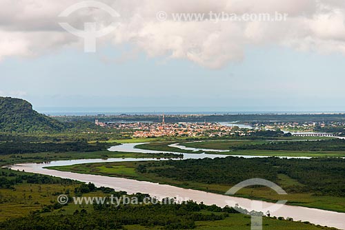  Aerial view of the Ribeira de Iguape River in background of Iguape city  - Iguape city - Sao Paulo state (SP) - Brazil