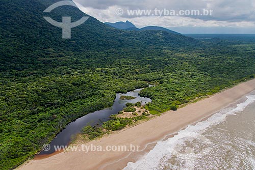  Beach and mouth of Verde River in Jureia-Itatins Ecological Station  - Iguape city - Sao Paulo state (SP) - Brazil