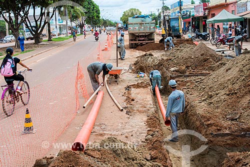  Construction of domestic sewage - work contracted by Norte Energia as compensation to release the construction of the Belo Monte Dam  - Altamira city - Para state (PA) - Brazil