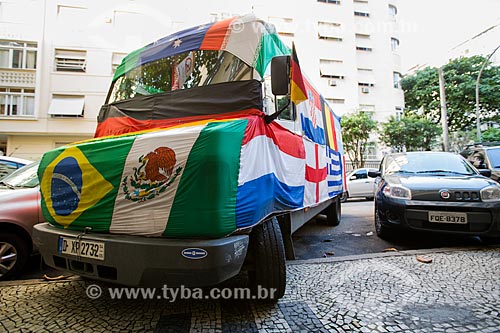  German minibus parked - Bulhoes de Carvalho Street - during the World Cup in Brazil  - Rio de Janeiro city - Rio de Janeiro state (RJ) - Brazil