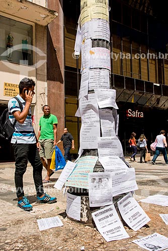  Lamppost with job advertisements in Barao de Itapeteninga Street  - Sao Paulo city - Sao Paulo state (SP) - Brazil