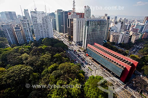  General view of Paulista Avenue with the Tenente Siqueira Campos Park - also known as Trianon Park - to the left - and the Art Museum of Sao Paulo (MASP)  - Sao Paulo city - Sao Paulo state (SP) - Brazil