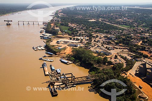  Aerial photo of Porto Velho Port with the construction of Rondon-Roosevelt Bridge in the background  - Porto Velho city - Rondonia state (RO) - Brazil