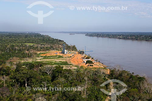  Aerial photo of port near to Cujubim community  - Porto Velho city - Rondonia state (RO) - Brazil