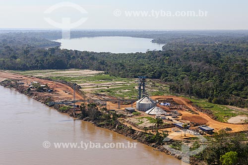  Aerial photo of port near to Cujubim community with the Cujubim Lake in the background  - Porto Velho city - Rondonia state (RO) - Brazil