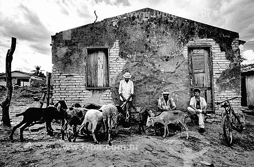  Mans with a goat herd  - Canudos city - Bahia state (BA) - Brazil