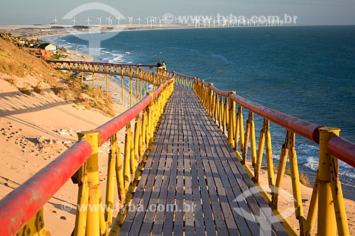  View of waterfront of Canoa Quebrada Beach from footbridge  - Aracati city - Ceara state (CE) - Brazil