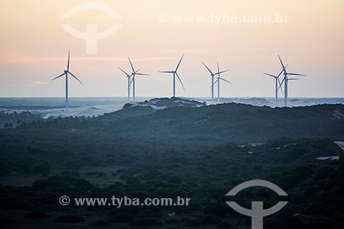  View of aerogenerator of Canoa Quebrada Wind Farm  - Aracati city - Ceara state (CE) - Brazil