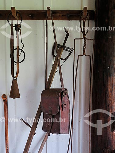  Tools of the pampas (bell, skewer, leather purse and walking stick) - country home  - Sao Francisco de Paula city - Rio Grande do Sul state (RS) - Brazil