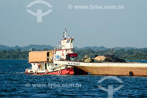  Tugboat carrying ferry - Tapajos River  - Itaituba city - Para state (PA) - Brazil