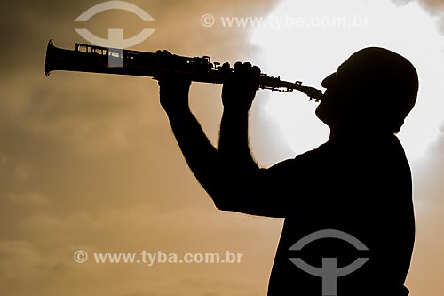  Silhouette of man playing sax  - Rio Grande do Sul state (RS) - Brazil