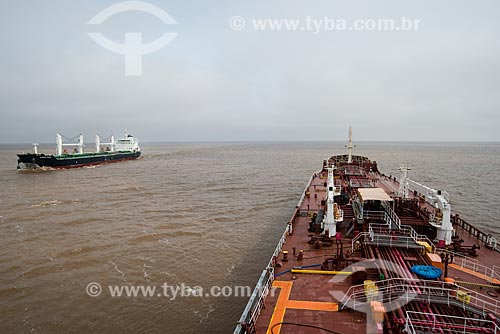  Oil tanker and bulk carrier in the channel of Mar del Plata  - Mar Del Plata city - Buenos Aires - Argentina