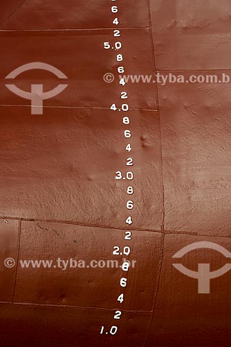  Detail of the marking in hull of ship Maisa during repair - Tandanor Shipyard  - Buenos Aires city - Buenos Aires province - Argentina