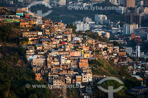  View of Morro dos Prazeres slum from Mirante Dona Marta  - Rio de Janeiro city - Rio de Janeiro state (RJ) - Brazil