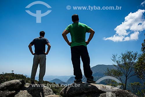  Men - Mirante do Ajax during trail of Acu Mountain - Serra dos Orgaos National Park  - Petropolis city - Rio de Janeiro state (RJ) - Brazil