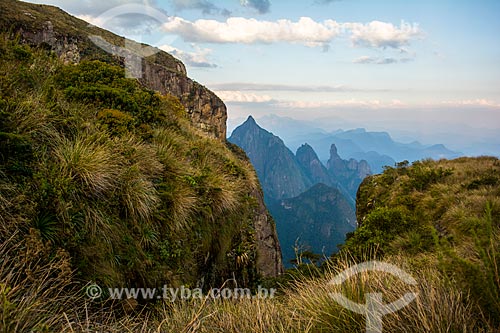  View of Santo Antonio, Cabeca de Peixe and Dedo de Deus Peaks from mirante known as Portais de Hercules (Hercules Portals)  - Petropolis city - Rio de Janeiro state (RJ) - Brazil