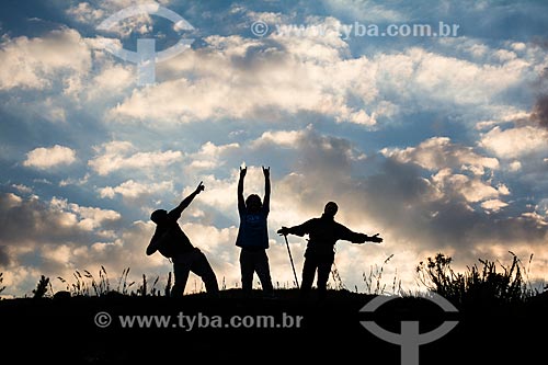  Men - trail of mirante known as Portais de Hercules (Hercules Portals) to Acu Mountain - Serra dos Orgaos National Park  - Petropolis city - Rio de Janeiro state (RJ) - Brazil