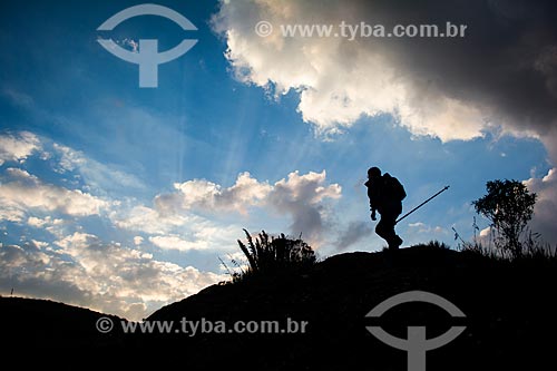  Man - trail of mirante known as Portais de Hercules (Hercules Portals) to Acu Mountain - Serra dos Orgaos National Park  - Petropolis city - Rio de Janeiro state (RJ) - Brazil