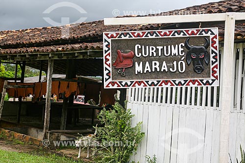  Entrance of Curtume Marajo - tannery and buffalo leather store  - Soure city - Para state (PA) - Brazil