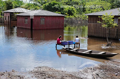  Homes flooded by full of Madeira River  - Porto Velho city - Rondonia state (RO) - Brazil