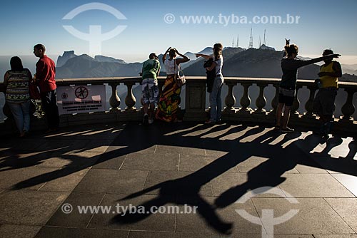  Tourists - mirante of Christ the Redeemer with Rock of Gavea and Sumare Mountain in the background  - Rio de Janeiro city - Rio de Janeiro state (RJ) - Brazil