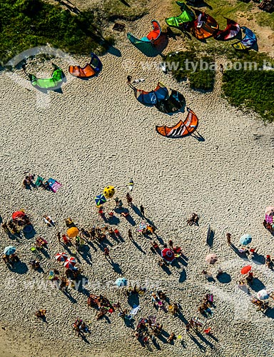  Aerial photo of bathers and kitesurfs - Barra da Tijuca Beach  - Rio de Janeiro city - Rio de Janeiro state (RJ) - Brazil