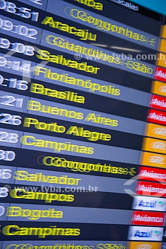  Detail of flights panel of boarding area - Antonio Carlos Jobim International Airport - Terminal 1  - Rio de Janeiro city - Rio de Janeiro state (RJ) - Brazil